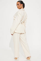 I Rest My Case Fitted Waist Blazer Set - Cream