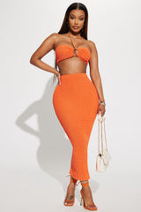 Susie Smocked Skirt Set - Orange
