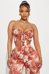Lana Satin Pant Set - Rust/combo