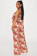 Lana Satin Pant Set - Rust/combo