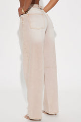 Kye Waistband Tab Straight Leg Jeans - Khaki