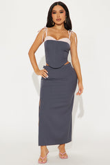 Pretty and Professional Skirt Set - Charcoal/combo