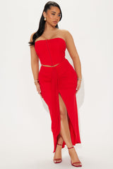 Sophisticated Spark Midi Skirt Set - Red