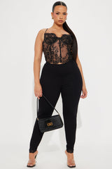 Trina Lace Trim Legging - Black