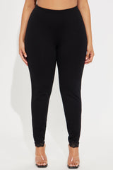 Trina Lace Trim Legging - Black