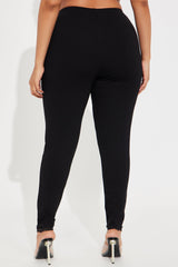 Trina Lace Trim Legging - Black