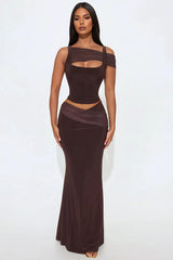 In My Maxi Skirt Set - Brown