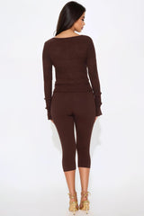 Del Mar 3 Piece Capri Pant Set - Chocolate