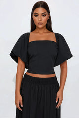 Let's Runaway Together Midi Skirt Set - Black