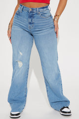 Nova 90's Vintage Stretch Wide Leg Jeans - Light Wash