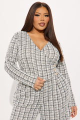 So Prestige Knit Tweed Pant Set - White/Black