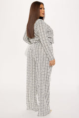 So Prestige Knit Tweed Pant Set - White/Black