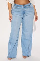 Keeping After It Zipper Detail Straight Leg Jeans - Medium Wash