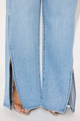 Keeping After It Zipper Detail Straight Leg Jeans - Medium Wash