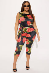 Berry Berry Hot Capri Set - Black/combo