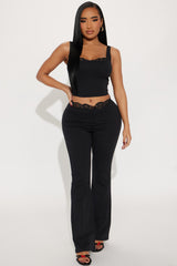 Sweet Echo Denim Pant Set - Black