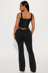 Sweet Echo Denim Pant Set - Black
