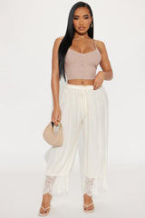 Angeline Cropped Wide Leg Pant - Off White