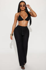 Tropical Oasis Crochet Pant Set - Black