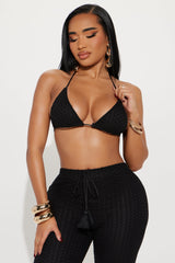 Tropical Oasis Crochet Pant Set - Black