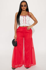 Sandra Chiffon Wide Leg Pant - Red