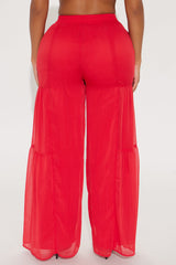 Sandra Chiffon Wide Leg Pant - Red