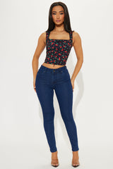 Adriana Mid Rise Skinny Jeans - Dark Wash