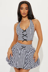 Grace Gingham Bubble Skirt Set - Black/combo