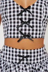 Grace Gingham Bubble Skirt Set - Black/combo