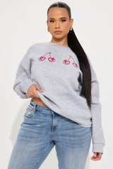 Cherry Bomb Crewneck Sweatshirt - Heather Grey