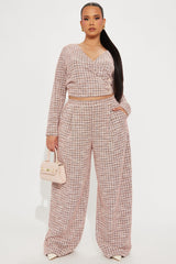 So Prestige Knit Tweed Pant Set - Pink