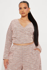 So Prestige Knit Tweed Pant Set - Pink