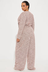 So Prestige Knit Tweed Pant Set - Pink