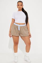 Greg Plaid Bubble Short - Taupe/combo