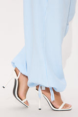 Taylor Striped Wide Leg Jogger - Light Blue