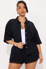 Gabby Gauze Short Set - Black