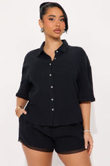 Gabby Gauze Short Set - Black