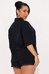 Gabby Gauze Short Set - Black