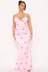 Cherry Delight Satin Skirt Set - Pink/combo