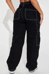 Petite Give Me A Break Cargo Carpenter Jeans - Black