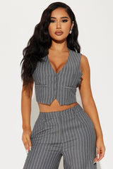 She's In Control Vest Pant Set  - Grey