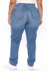 Tall Hometown Cutie Destroyed Mom Jeans - Medium Blue Wash