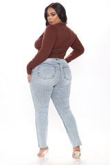 Took Him By Surprise Slim Fit Boyfriend Jeans - Light Blue Wash
