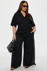 Sandra Chiffon Wide Leg Pant - Black