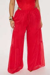 Sandra Chiffon Wide Leg Pant - Red