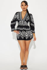 Julissa Linen Short Set - Black/combo