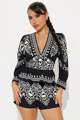 Julissa Linen Short Set - Black/combo