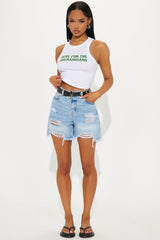 Hanna Non Stretch Ripped Denim Short - Light Wash