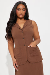 Alina Vest And Maxi Skirt Set - Brown