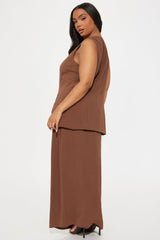 Alina Vest And Maxi Skirt Set - Brown